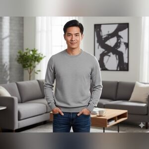 Club Room Men's Solid Crew Neck Merino Wool Blend Sweater